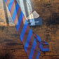 Drakes Blue Brown Red Block Striped Handmade Silk Tie With Tag