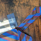 Drakes Blue Brown Red Block Striped Handmade Silk Tie With Tag