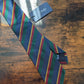 Drakes Navy Green Multicoloured Striped Handmade Silk Tie With Tag