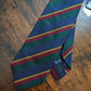 Drakes Navy Green Multicoloured Striped Handmade Silk Tie With Tag