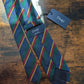 Drakes Navy Green Multicoloured Striped Handmade Silk Tie With Tag