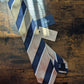 Drakes Light Brown Navy White Multicoloured Striped Handmade Silk Tie With Tag