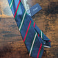 Drakes Navy Green White Multicoloured Striped Handmade Silk Tie With Tag