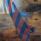 Drakes Brown Navy Blue Multicoloured Striped Handmade Silk Tie With Tag