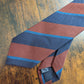 Drakes Brown Navy Blue Multicoloured Striped Handmade Silk Tie With Tag