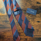 Drakes Brown Navy Blue Multicoloured Striped Handmade Silk Tie With Tag
