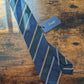 Drakes Grenadine Navy Green Yellow Multicoloured Striped Handmade Silk Tie With Tag