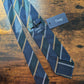 Drakes Grenadine Navy Green Yellow Multicoloured Striped Handmade Silk Tie With Tag