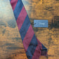 Drakes Burgundy Navy Striped Handmade Silk Tie With Tag