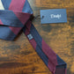 Drakes Burgundy Navy Striped Handmade Silk Tie With Tag