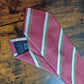 Drakes Rusty Rose Brown White Striped Handmade Silk Tie With Tag