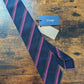 Drakes Navy Brown Pink Striped Handmade Silk Tie With Tag