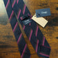 Drakes Navy Brown Pink Striped Handmade Silk Tie With Tag