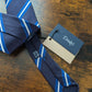 Drakes Navy Blue White Striped Handmade Silk Tie With Tag