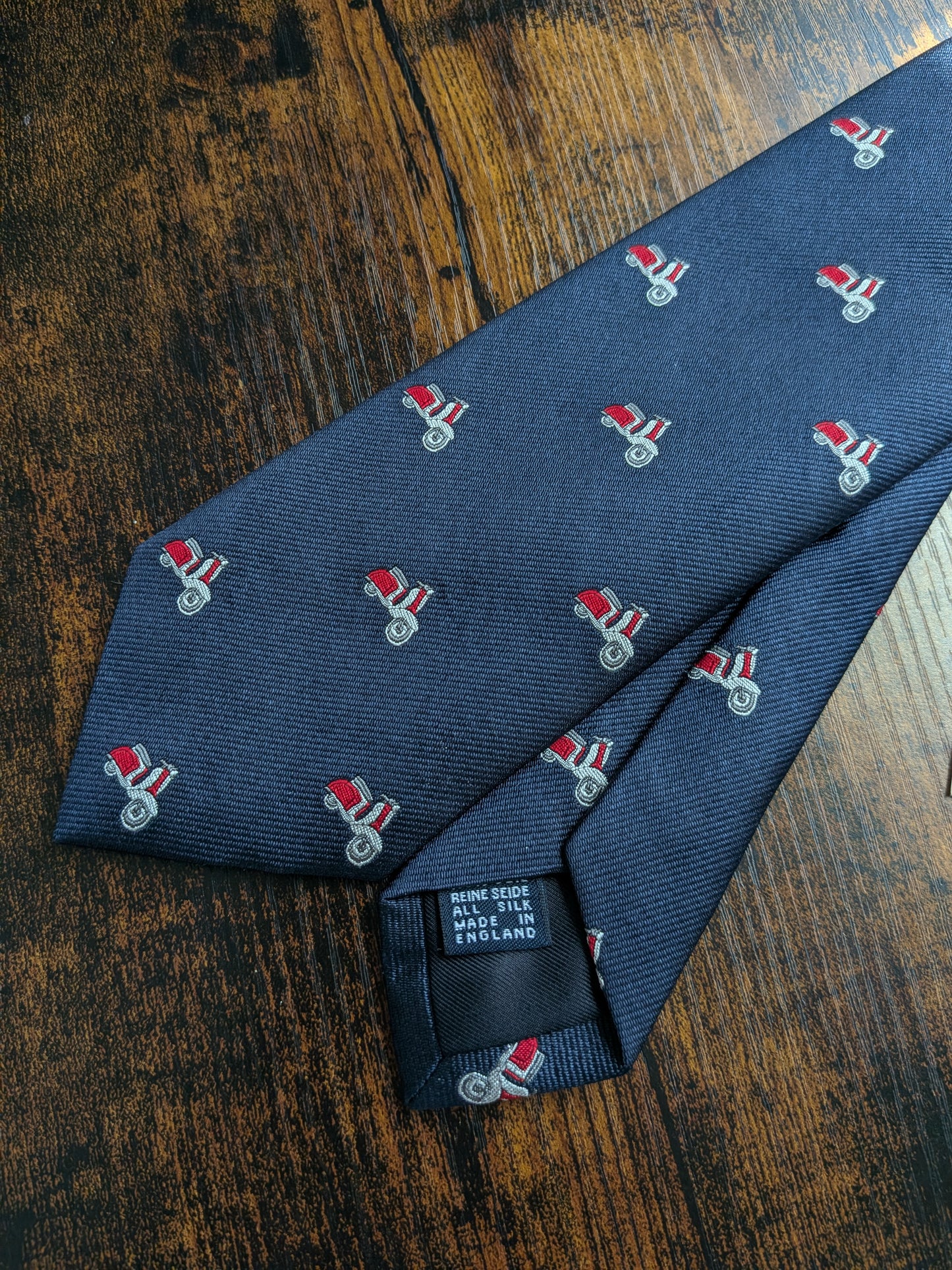 Drake's Vespa Motif Handmade Silk Ties Navy Red