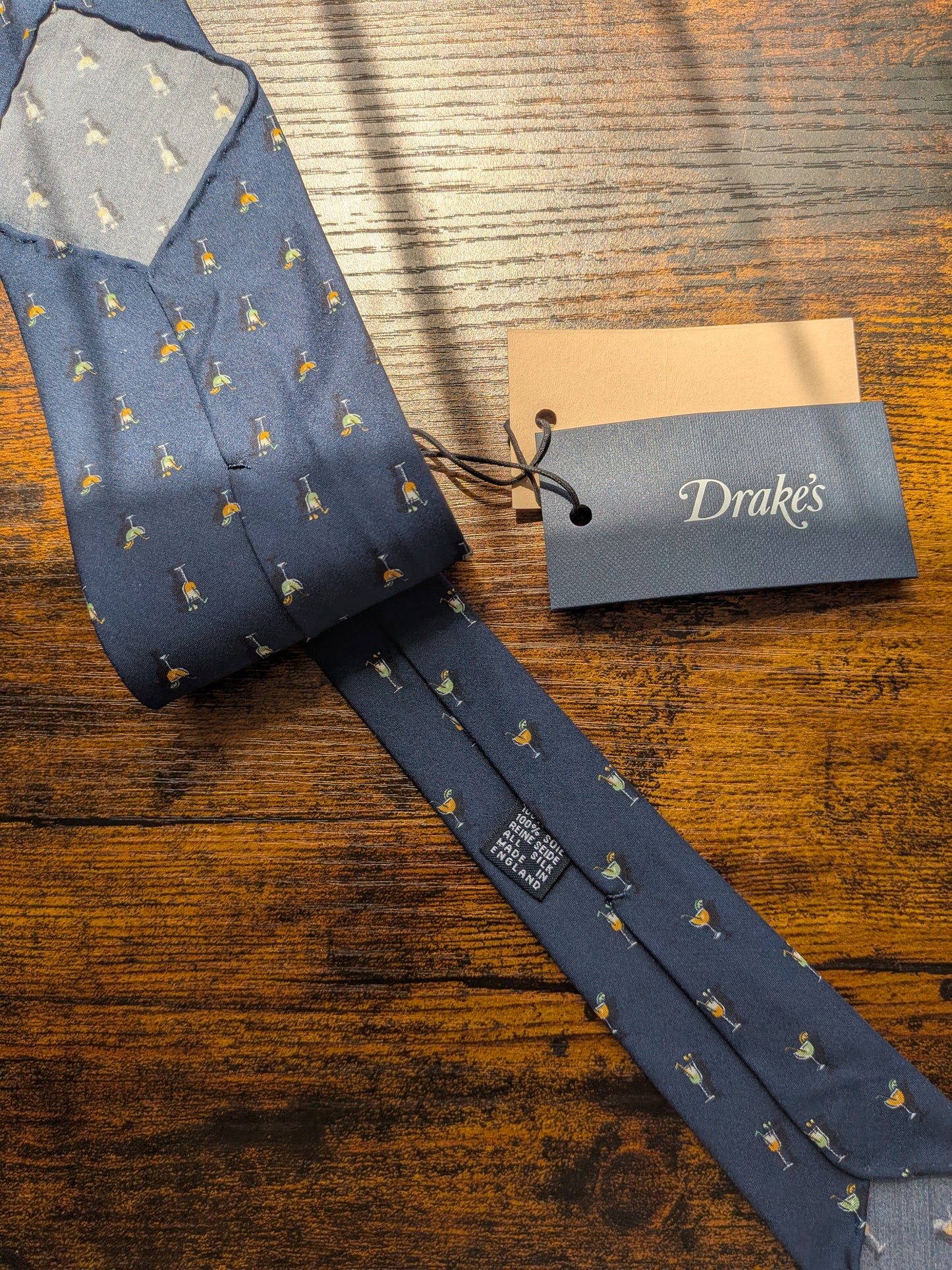 Drake's Cocktail Blue Motif Handmade Silk Ties
