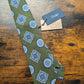 Drakes Sage Green Blue Geometric Handmade Silk Tie With Tag