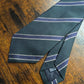 Drakes Dark Green Royal Blue Striped Handmade Silk Tie With Tag