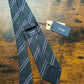 Drakes Dark Green Royal Blue Striped Handmade Silk Tie With Tag