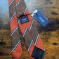 Drakes Orange Greene Striped Handmade Silk Tie With Tag