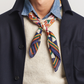 Drake's Orange Buddhist Rider Print Wool-Silk Bandana
