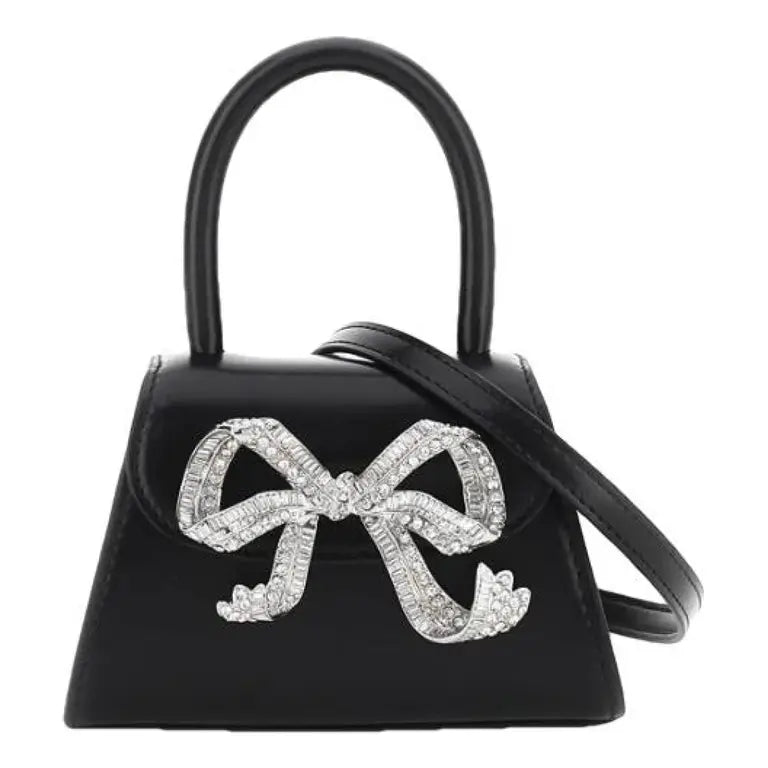 Self-portrait The Bow Micro Black With Diamente With Detachable Strap