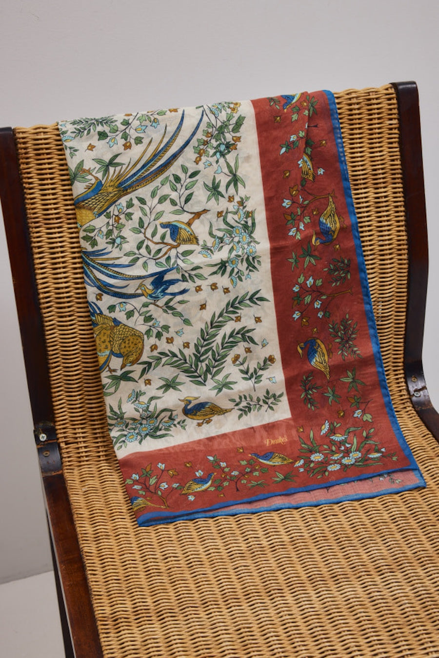 Drake's Birds Of Paradise Print Wool-Silk Bandana Limited Edition