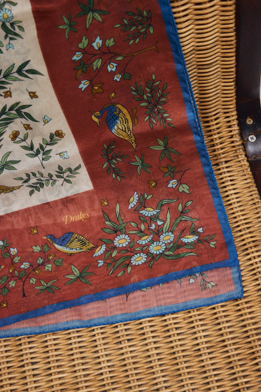 Drake's Birds Of Paradise Print Wool-Silk Bandana Limited Edition