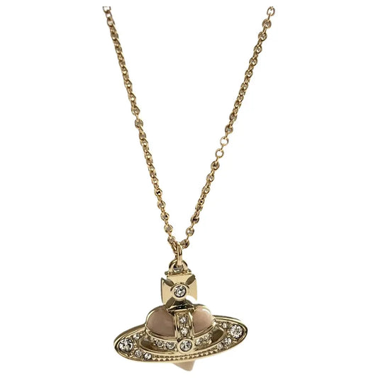 Vivienne Westwood  Reverse Diamente Heart Necklace With dust bag Gold/Crystal/Rose Opal
