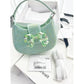 Self-portrait Green Rhinestone Crescent Bow Micro Bag