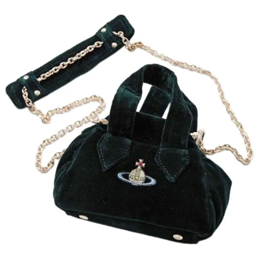 Vivienne Westwood Mini Archive Velvet Yasmine Shoulder Bag With Crossbody
