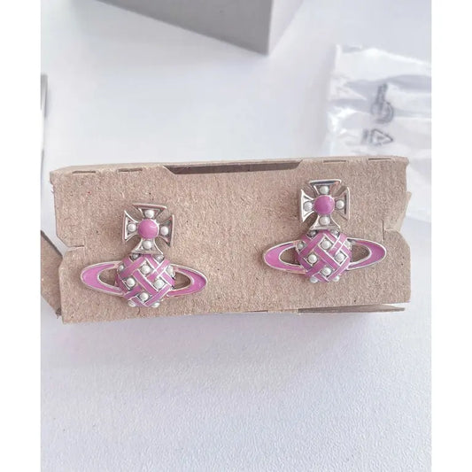 Vivienne Westwood Cassie Bas Relief Earrings Plantium/Creamrose