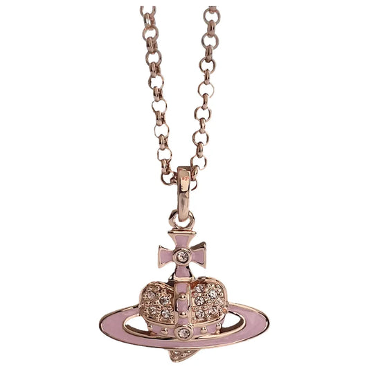 Vivienne Westwood Reverse Diamente Heart Necklace Pink Gold/Vintage RO
