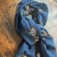 Drake's Navy Large Paisley Wool Silk Print Scarf