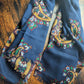 Drake's Navy Large Paisley Wool Silk Print Scarf