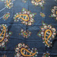 Drake's Navy Large Paisley Wool Silk Print Scarf