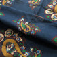 Drake's Navy Large Paisley Wool Silk Print Scarf