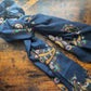 Drake's Navy Large Paisley Wool Silk Print Scarf