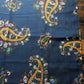 Drake's Navy Large Paisley Wool Silk Print Scarf