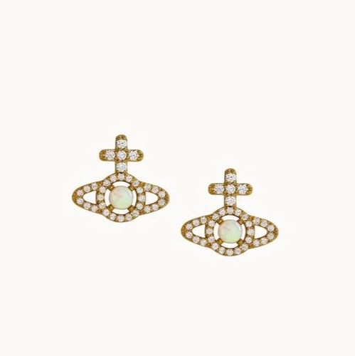 Vivienne Westwood Olympia Earrings Gold Cream Pearl