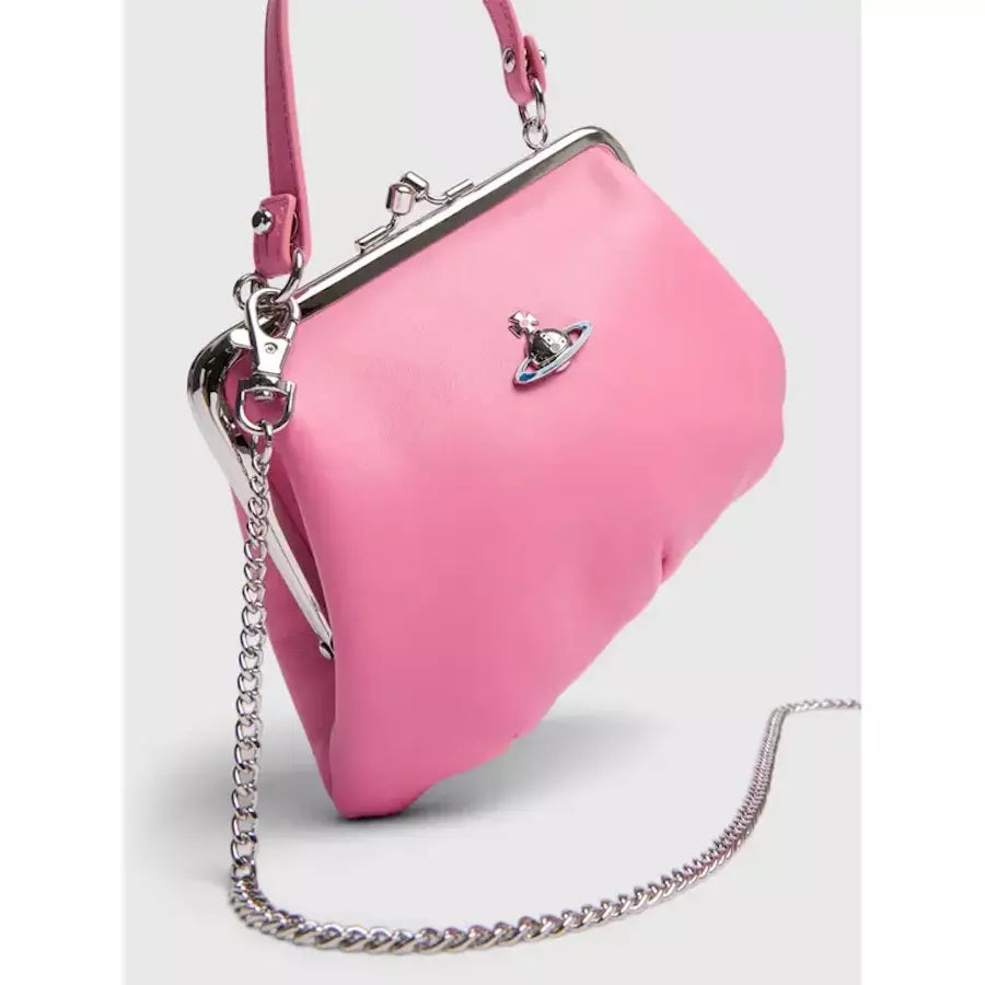 Vivienne Westwood Granny Frame Purse Crossbody Leather Bag Pink