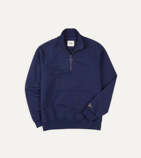 Drake Navy Cotton Quarter Zip Sweatshirt