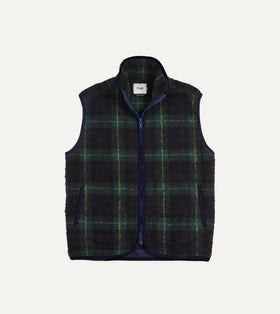 Drakes Johnston Check Boucle Wool Zip Fleece Vest