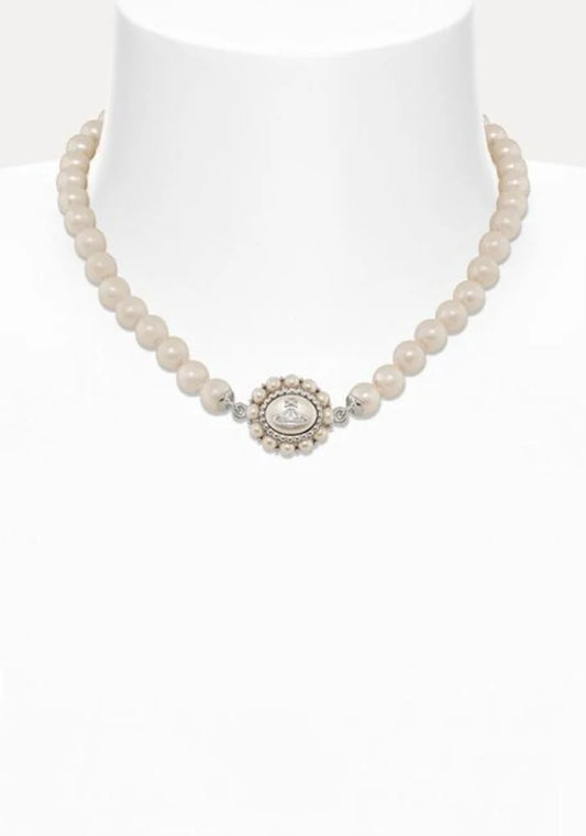 Vivienne Westwood Amaya Large Pearl Silver necklace W1